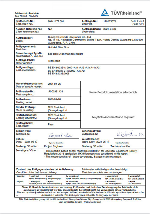 TÜV-Zertifikat